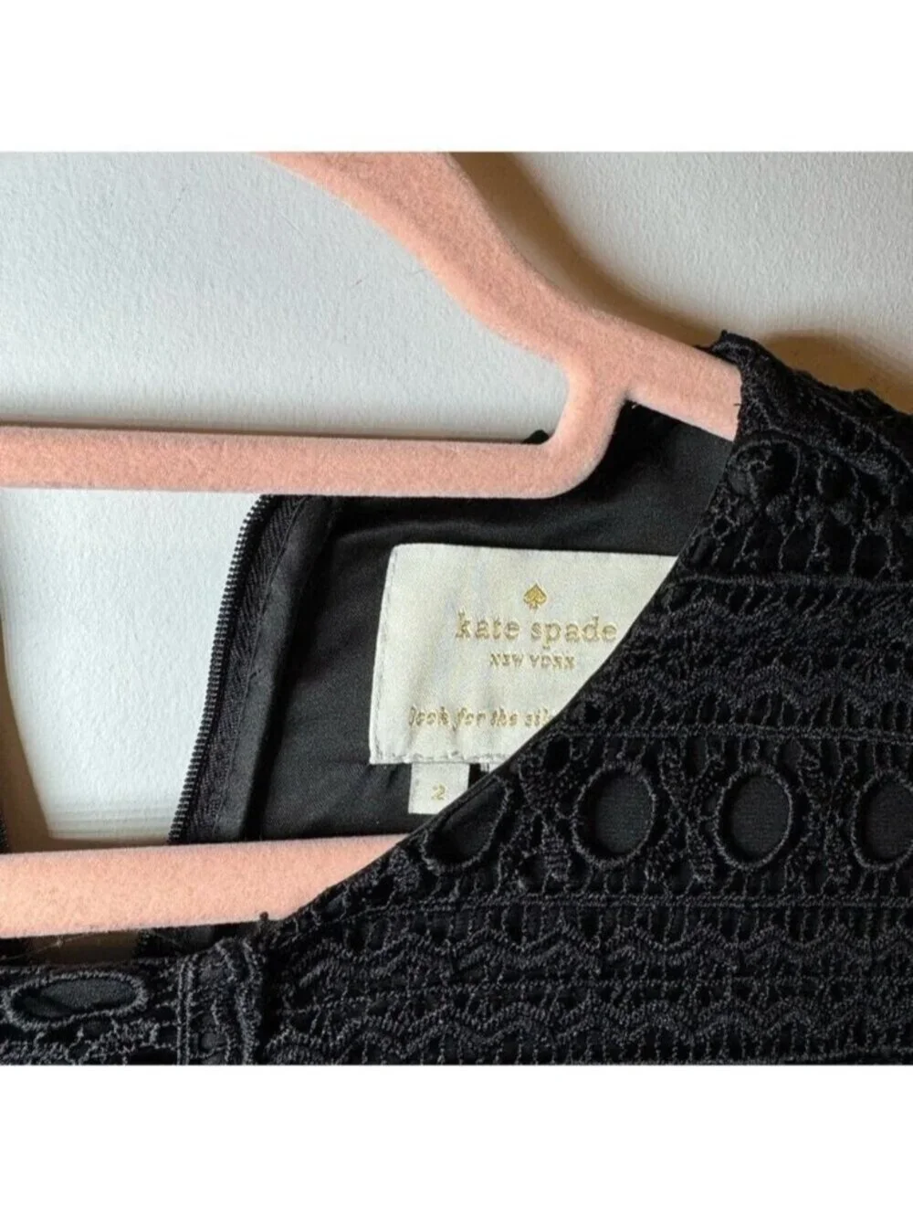 Kate Spade Black Lace Flounce Hem Shift Mini Dress Little Black Dress 2 0287